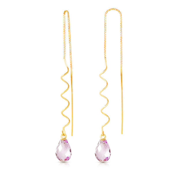 3.3 Carat 14K Solid Yellow Gold Love Is Not A Dream Pink Topaz Earrings