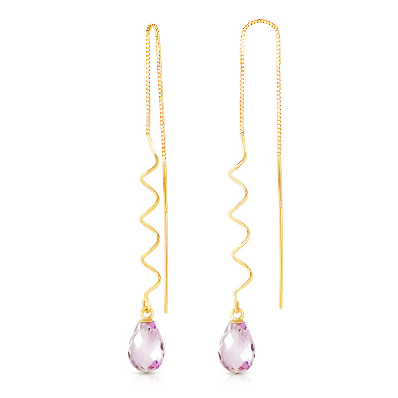 3.3 Carat 14K Solid Yellow Gold Love Is Not A Dream Pink Topaz Earrings