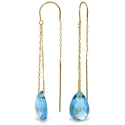 6 Carat 14K Solid Yellow Gold No Apologies Blue Topaz Earrings