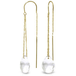 6 Carat 14K Solid Yellow Gold Tell It On The Mountain White Topaz Earrings