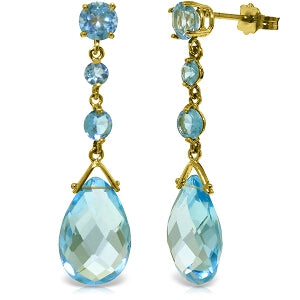 13.2 Carat 14K Solid Yellow Gold Bold View Blue Topaz Earrings