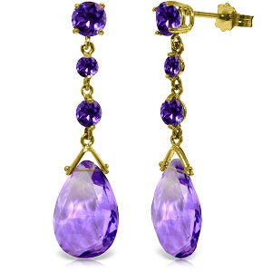 13.2 Carat 14K Solid Yellow Gold Bold View Amethyst Earrings