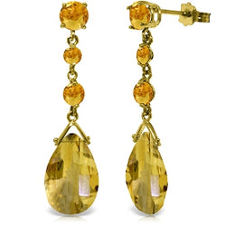 13.2 Carat 14K Solid Yellow Gold Bold View Citrine Earrings