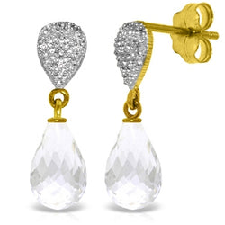 4.53 Carat 14K Solid Yellow Gold Splendid White Topaz Diamond Earrings