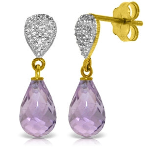 4.53 Carat 14K Solid Yellow Gold Splendid Amethyst Diamond Earrings