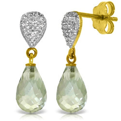 4.53 Carat 14K Solid Yellow Gold Splendid Green Amethyst Diamond Earrings