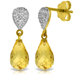 4.53 Carat 14K Solid Yellow Gold Splendid Citrine Diamond Earrings