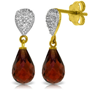 4.53 Carat 14K Solid Yellow Gold Splendid Garnet Diamond Earrings