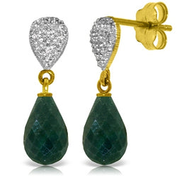 6.63 Carat 14K Solid Yellow Gold Earrings Diamond Emerald