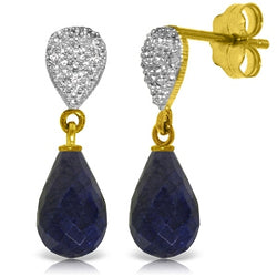 6.63 Carat 14K Solid Yellow Gold Splendid Sapphire Diamond Earrings