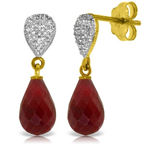 6.63 Carat 14K Solid Yellow Gold Splendid Ruby Diamond Earrings