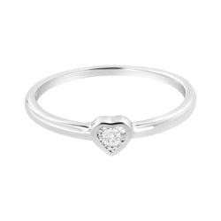 .925 Sterling Silver Miracle Set Diamond Accent Heart Shaped Promise Ring (J-K Color, I1-I2 Clarity) - Size 6