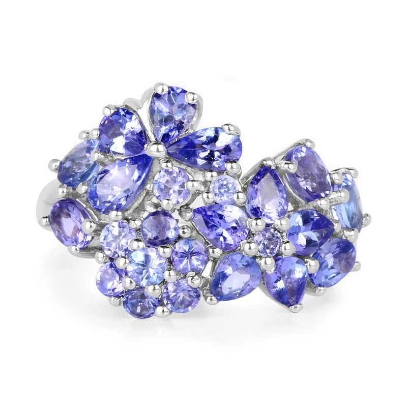 2.88 Carat Genuine Tanzanite .925 Sterling Silver Ring