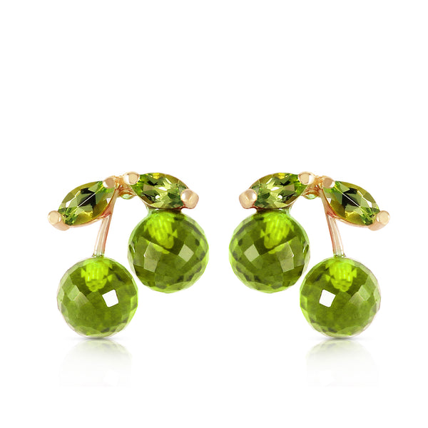 2.9 Carat 14K Solid Yellow Gold Cherry Crush Peridot Earrings