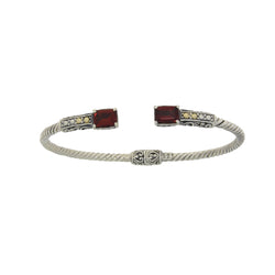 2.40ct Garnet Bangle Bracelet Sterling Silver 18KT Gold