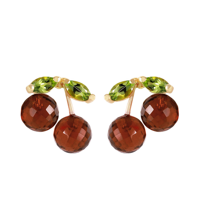 2.9 Carat 14K Solid Yellow Gold Earrings Garnet Peridot