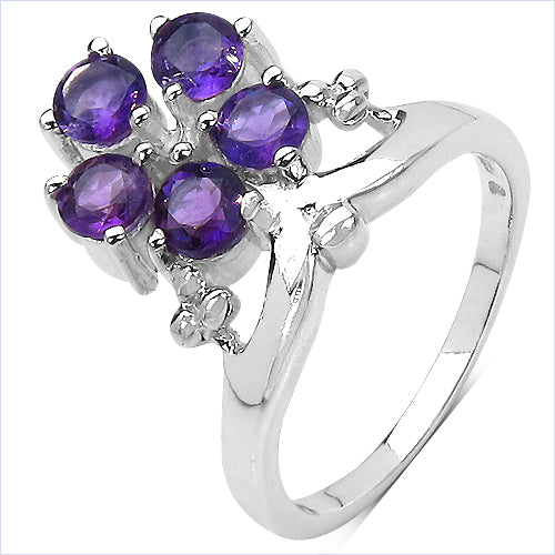 1.20 Carat Genuine Amethyst .925 Sterling Silver Ring