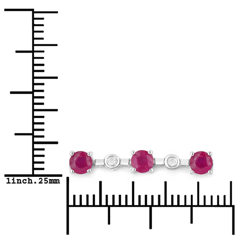 4.88 Carat Genuine Ruby and White Diamond 14K White Gold Bracelet