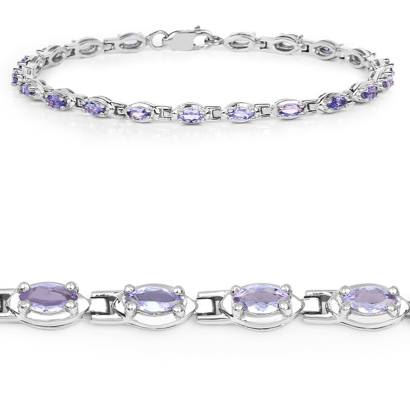 2.80 Carat Genuine Tanzanite .925 Sterling Silver Bracelet