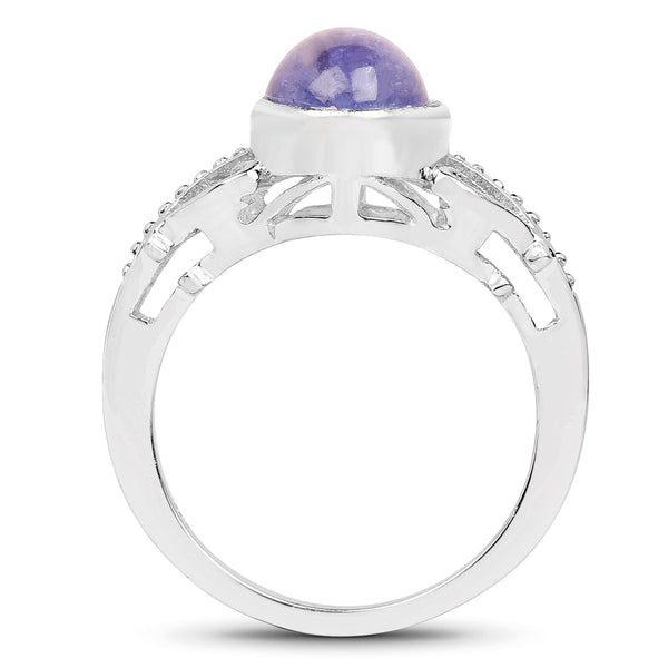 2.45 Carat Genuine Tanzanite .925 Sterling Silver Ring