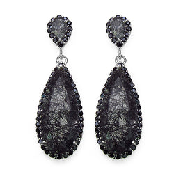 22.70 Carat Genuine Black Rutile & Black Spinel .925 Sterling Silver Earrings