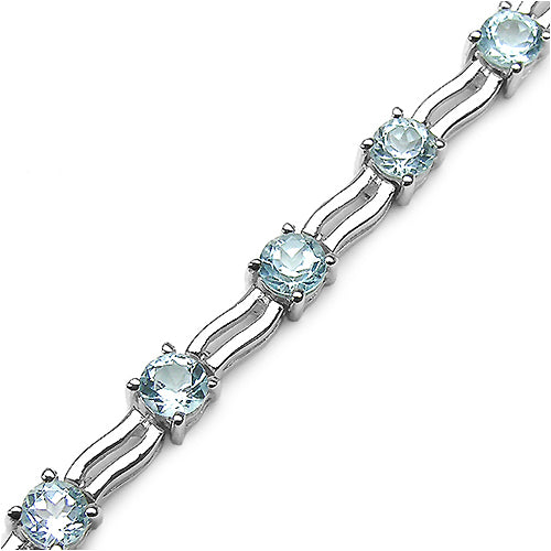 6.30 Carat Genuine Blue Topaz .925 Sterling Silver Bracelet