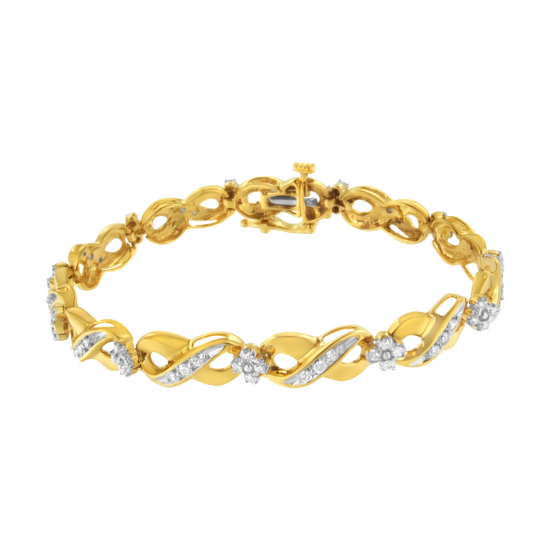 10K Yellow Gold Round-Cut Diamond Infinite Love Bracelet (1.00 cttw, I-J Color, I2-I3 Clarity)