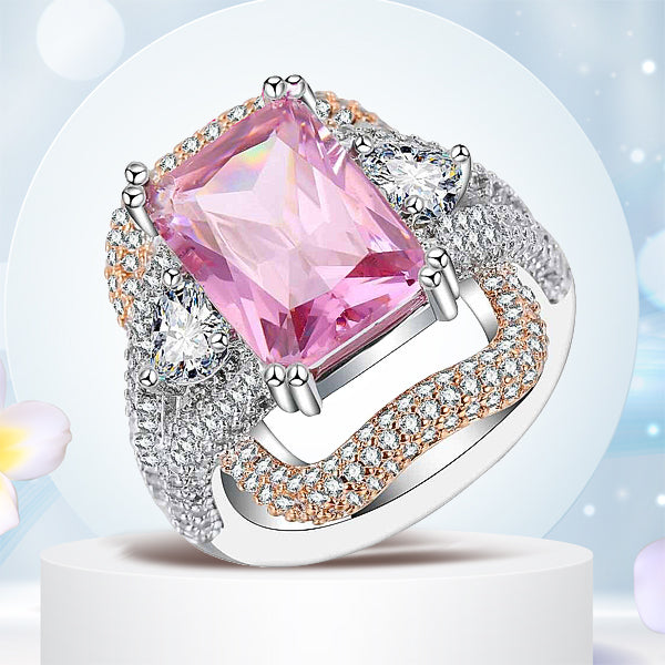 925 Sterling Silver Pink CZ Ring for Women