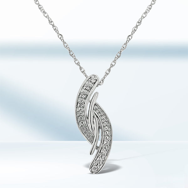 .925 Sterling Silver Diamond Accent Bypass Curve 18" Pendant Necklace (I-J Color, I3 Clarity)