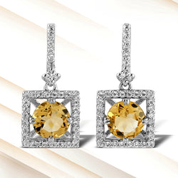 Prong Set Citrine Gemstone Drop/Dangle Earrings 925 Sterling Silver Jewelry