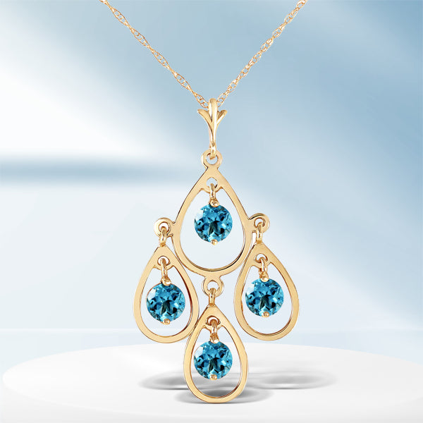 1.2 Carat 14K Solid Yellow Gold Never Catch Blue Topaz Necklace
