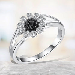 Sterling Silver Black Spinel Ring for Women