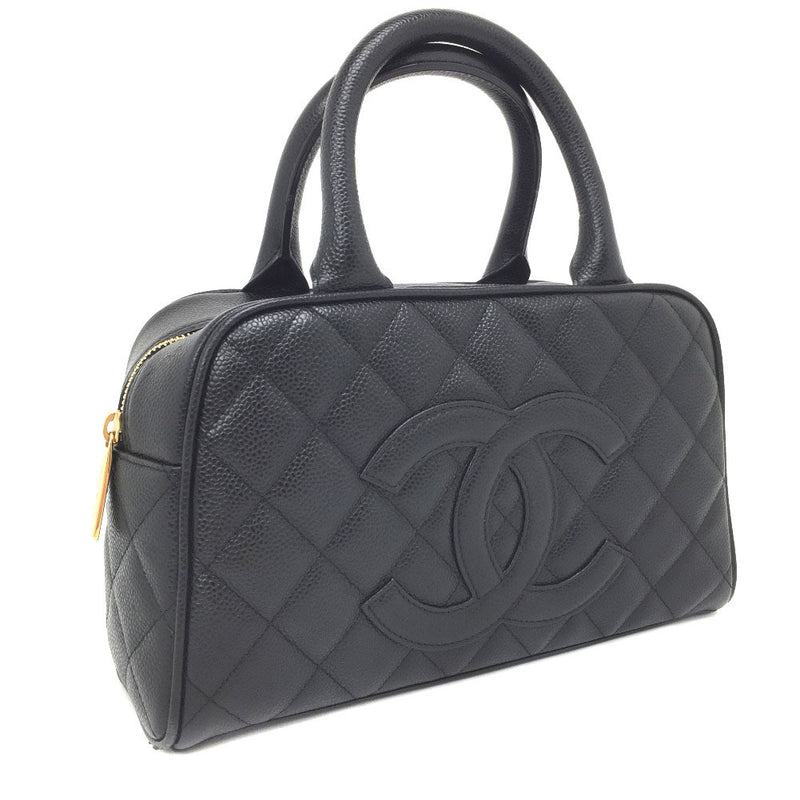 Chanel Handbag Matrasse Mini Boston Coco Mark Caviar Skin Black Ladies CHANEL K11221864