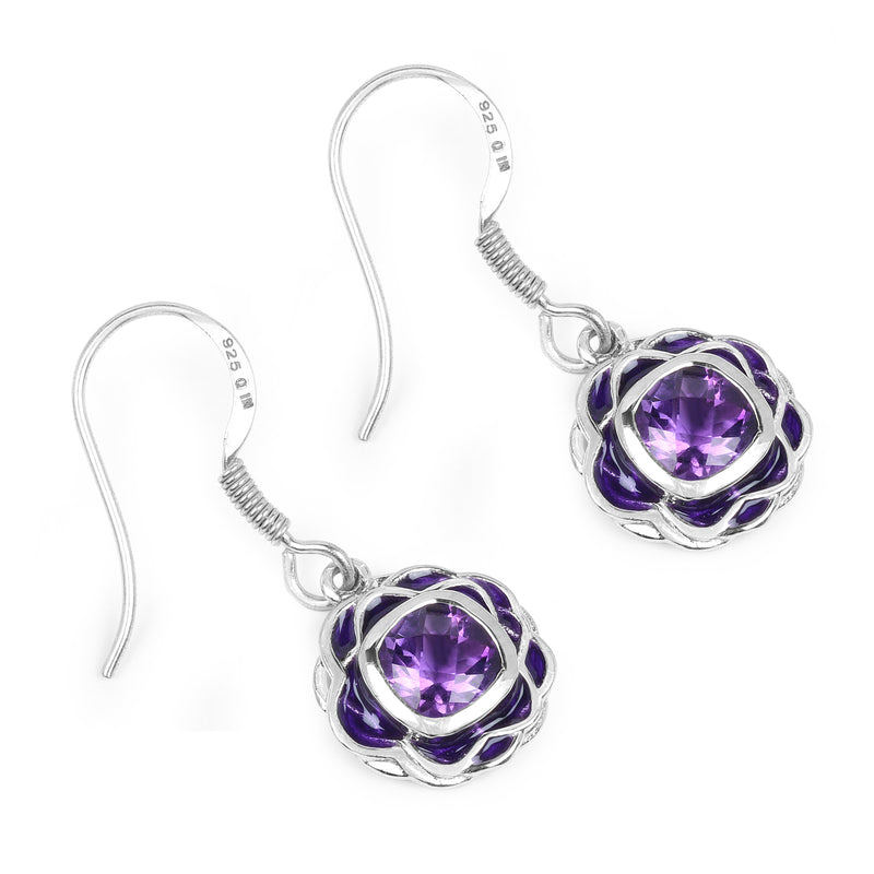 1.50 Carat Genuine Amethyst .925 Sterling Silver Earrings