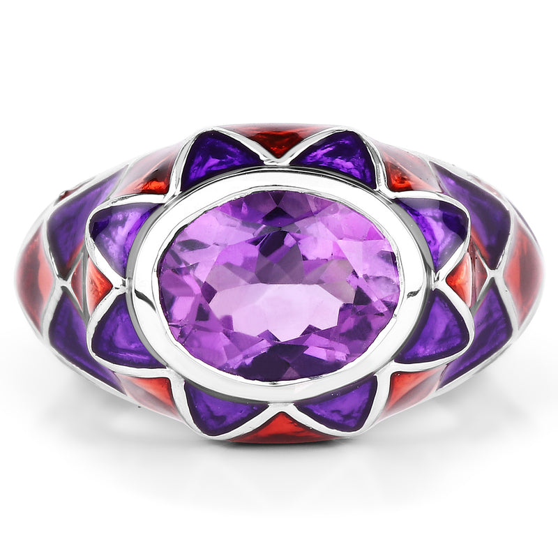 2.20 Carat Genuine Amethyst .925 Sterling Silver Ring