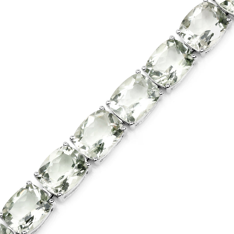 69.00 Carat Genuine Green Amethyst .925 Sterling Silver Bracelet