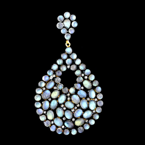Oval Bezel Set Moonstone Gemstone Pendant Diamond 925 Sterling Silver Jewelry