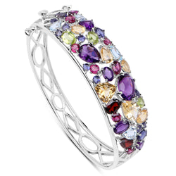 19.62 Carat Genuine Multi Stone .925 Sterling Silver Bangle