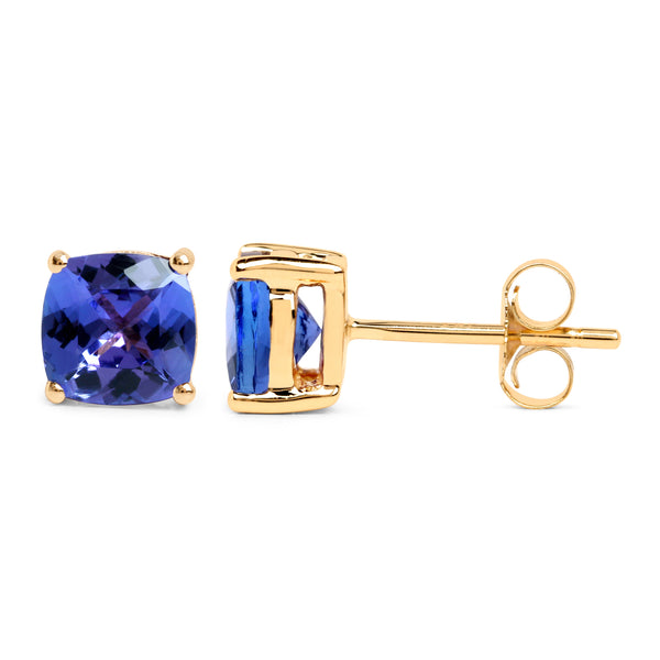 1.90 Carat Genuine Tanzanite 14K Yellow Gold Earrings