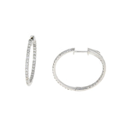 Genuine 1.00ct Diamond Hoop Earrings 14KT White Gold