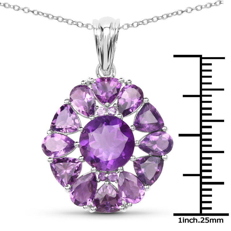 7.09 Carat Genuine Amethyst .925 Sterling Silver Pendant