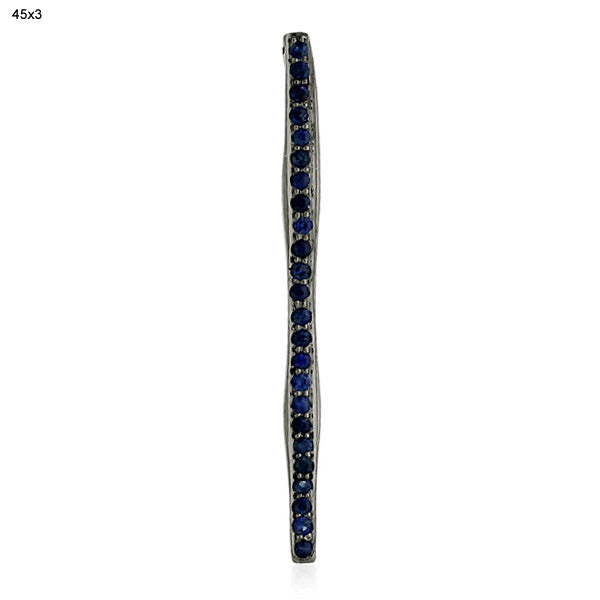 Blue Sapphire 925 Sterling Silver Sleek Stick Pendant Jewelry