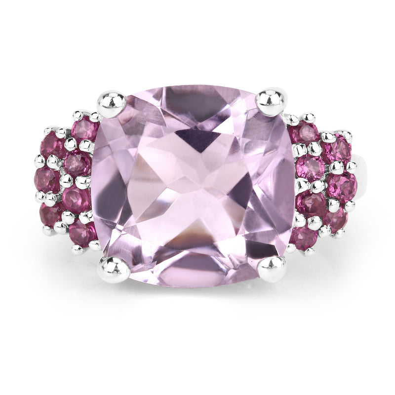 5.90 Carat Genuine Pink Amethyst and Rhodolite .925 Sterling Silver Ring
