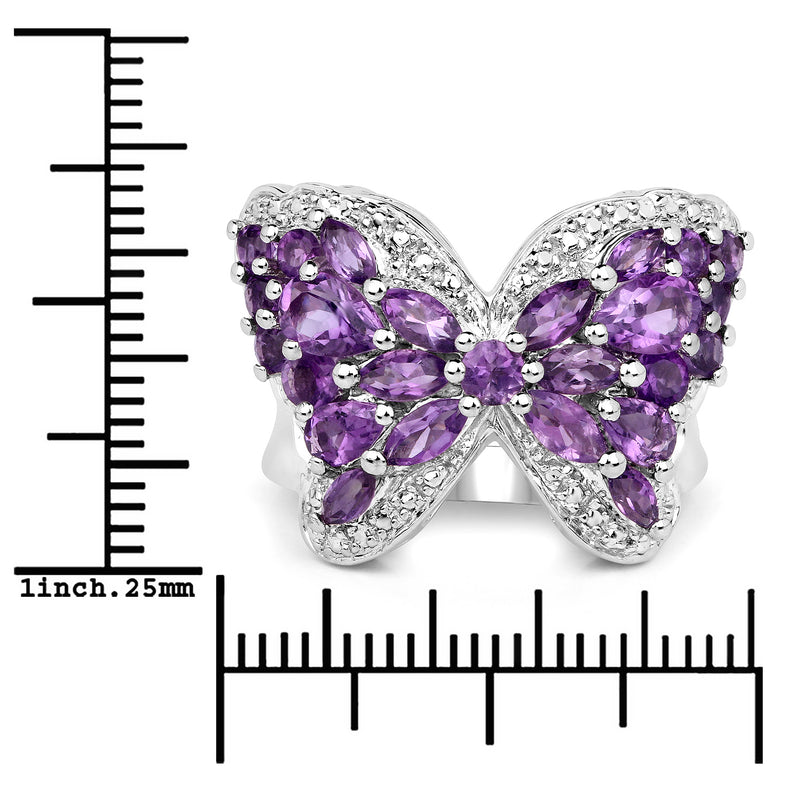 3.08 Carat Genuine Amethyst .925 Sterling Silver Ring