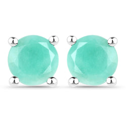 1.50 Carat Genuine Emerald .925 Sterling Silver Earrings