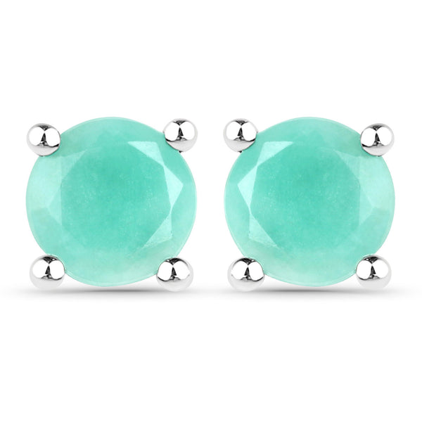 1.50 Carat Genuine Emerald .925 Sterling Silver Earrings