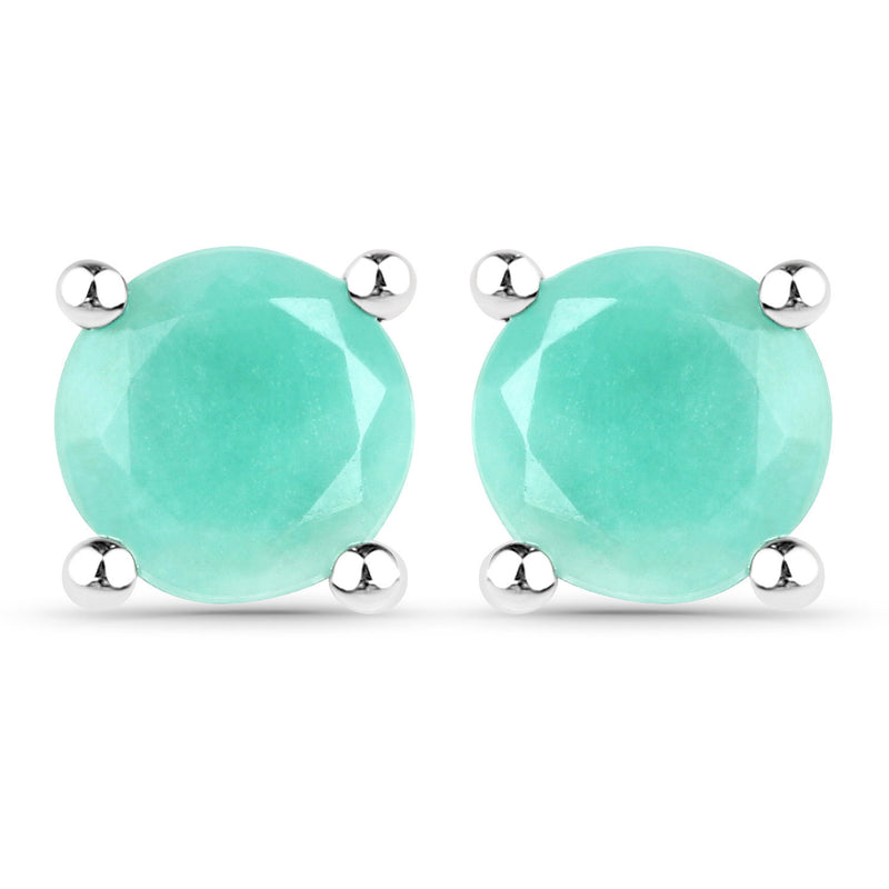 1.50 Carat Genuine Emerald .925 Sterling Silver Earrings