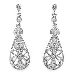 0.33 Carat Genuine White Diamond .925 Sterling Silver Earrings