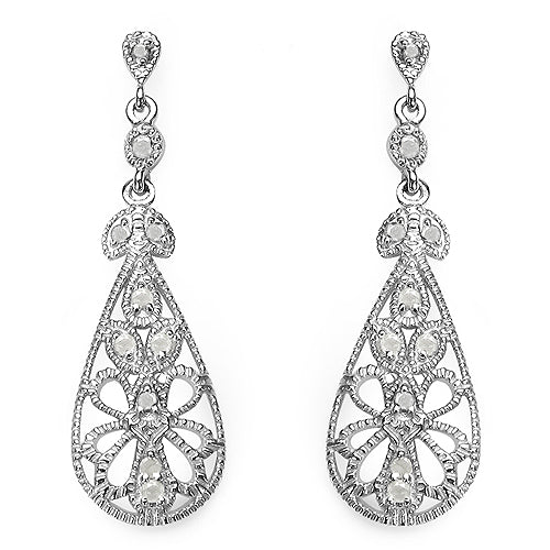 0.33 Carat Genuine White Diamond .925 Sterling Silver Earrings