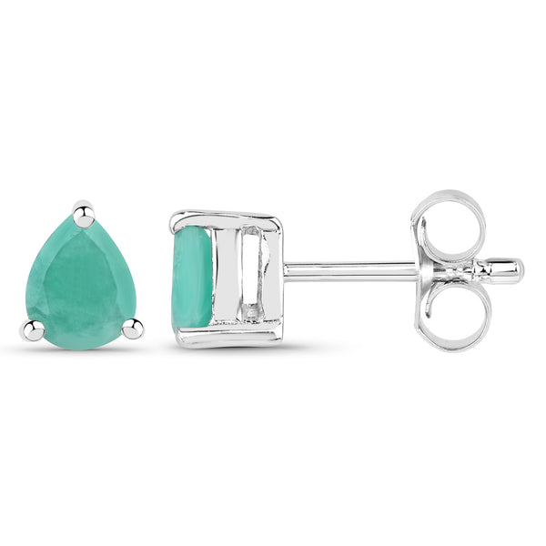 0.54 Carat Genuine Emerald .925 Sterling Silver Earrings